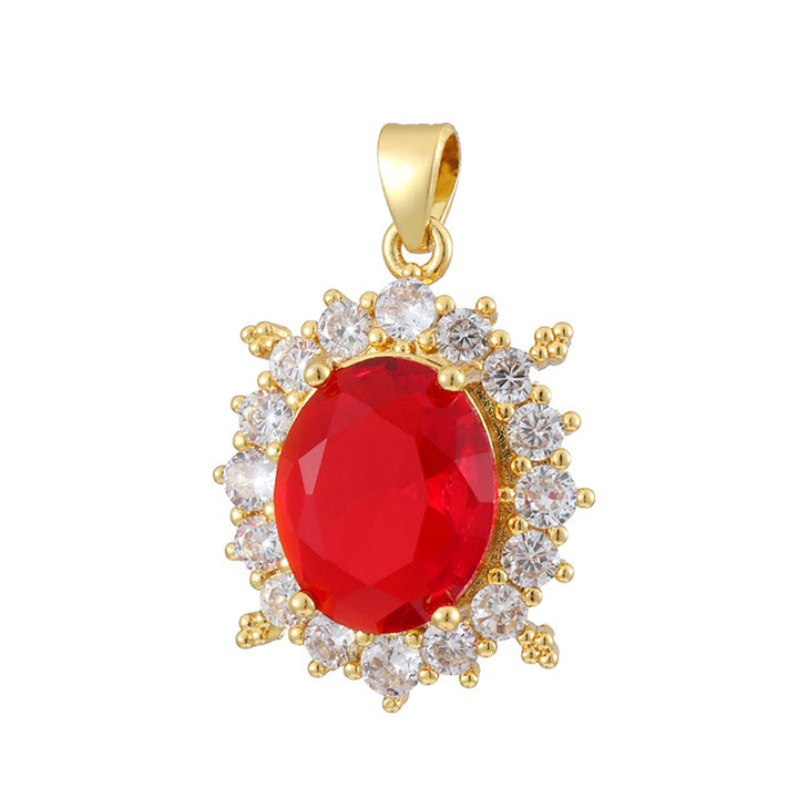 18K Gold Multi-Color Diamond-Paved Color Crystal Pendant Necklace