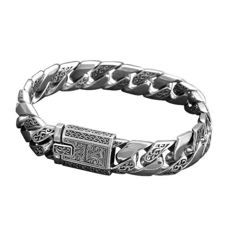 Vintage Carved Cuban Link Bracelet - Titanium Steel Light Luxury Niche Edgy Bracelet