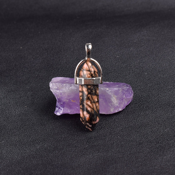 Natural Energy Crystal Point Pendant 2-Piece Set Multi-Color Healing Stone Niche Jewelry