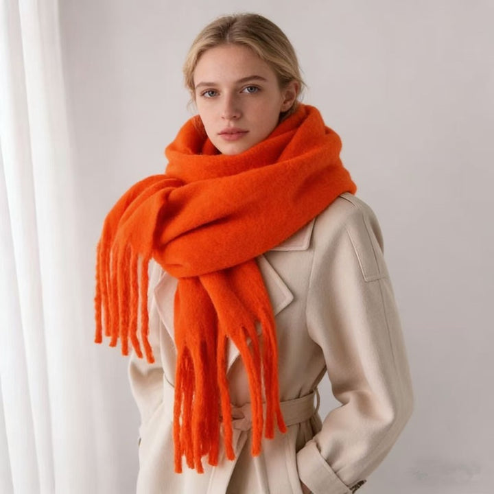 Multi-Color Fuzzy Fringe Winter Scarf - Light Luxury Warm Soft Wrap