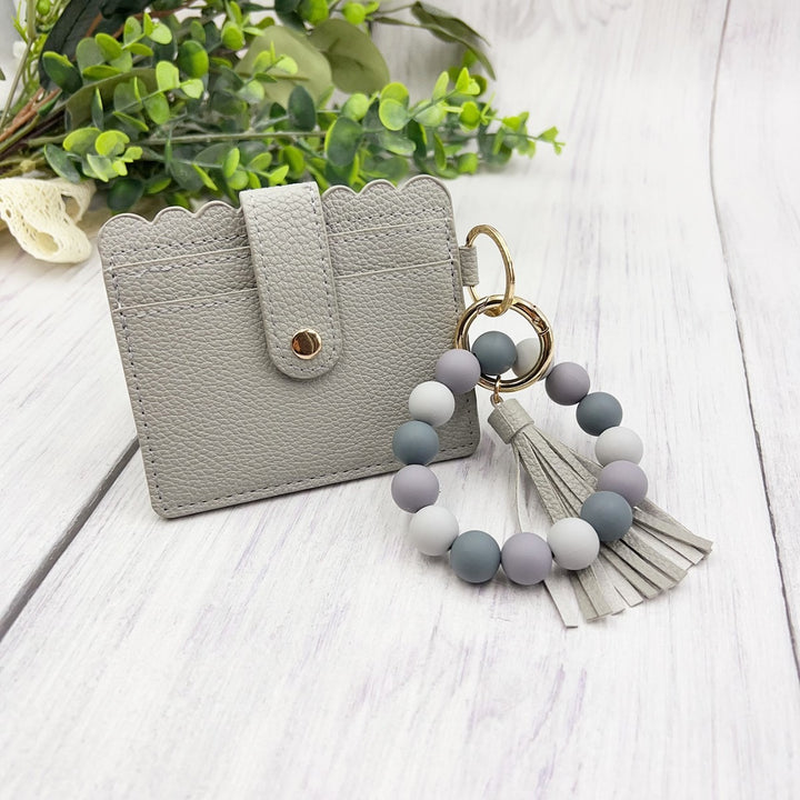 Multi-Color Leather Card Holder + Silicone Bead Tassel Charm - Light Luxury Minimalist Portable Coin Purse