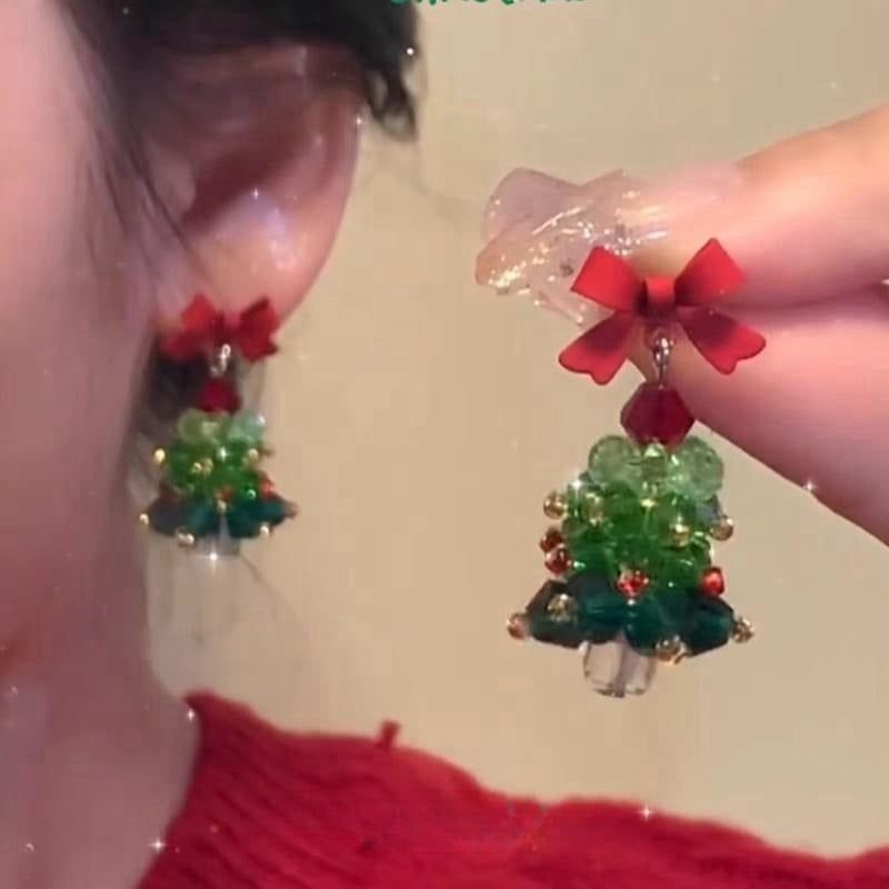 Christmas-Themed 3D Christmas Tree Earrings - Multi-Style Women's Festival Sweet-Style Accessory