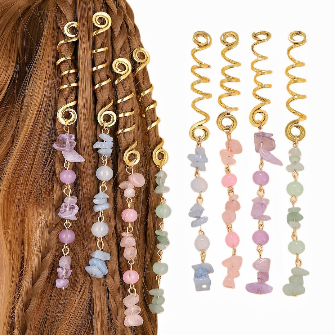 18K Gold Snake Color Crystal Spiral Hair Clips - Natural Crystal Braided Hair Accessories European