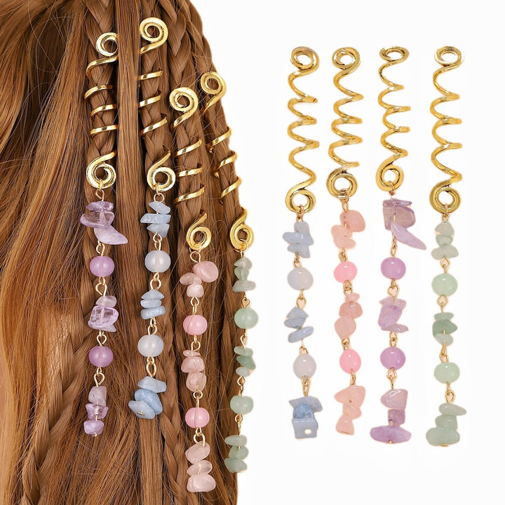 18K Gold Snake Color Crystal Spiral Hair Clips - Natural Crystal Braided Hair Accessories European