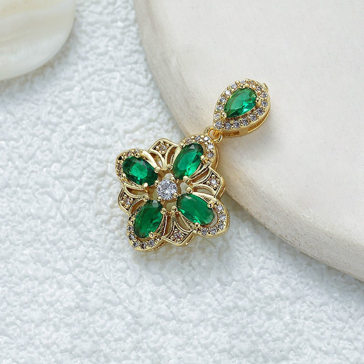 18K Gold Multi-Color Diamond-Paved Color Crystal Pendant Necklace