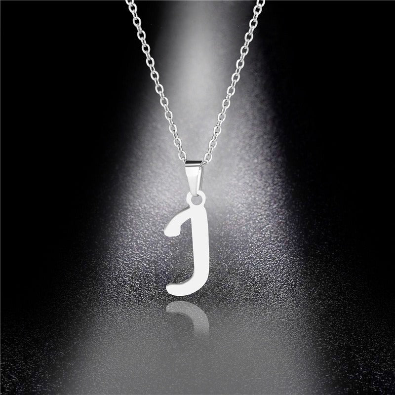 26 Letters Optional Minimalist Silver Necklace - Unisex Personalized Custom Initial Name Accessory