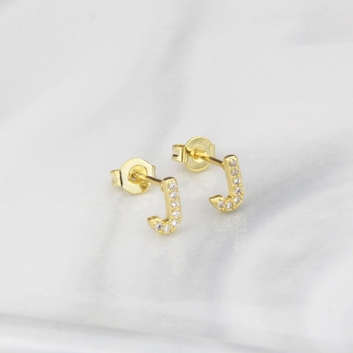 18K Gold 26-Letter Full-Diamond Earrings