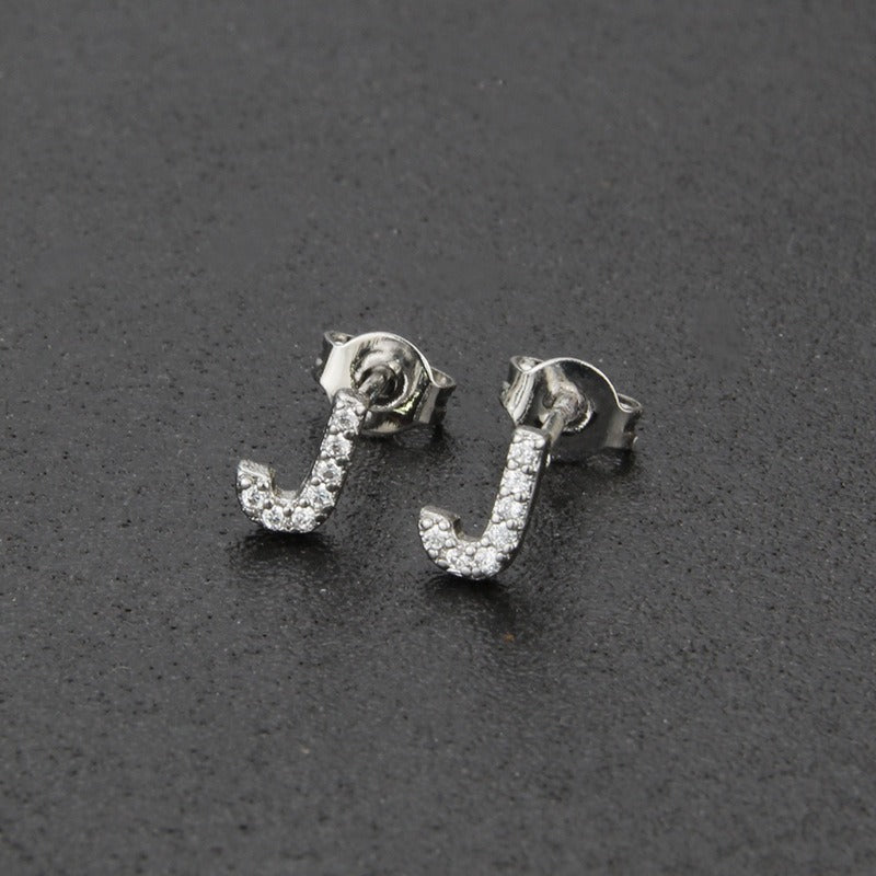18K Gold 26-Letter Full-Diamond Earrings