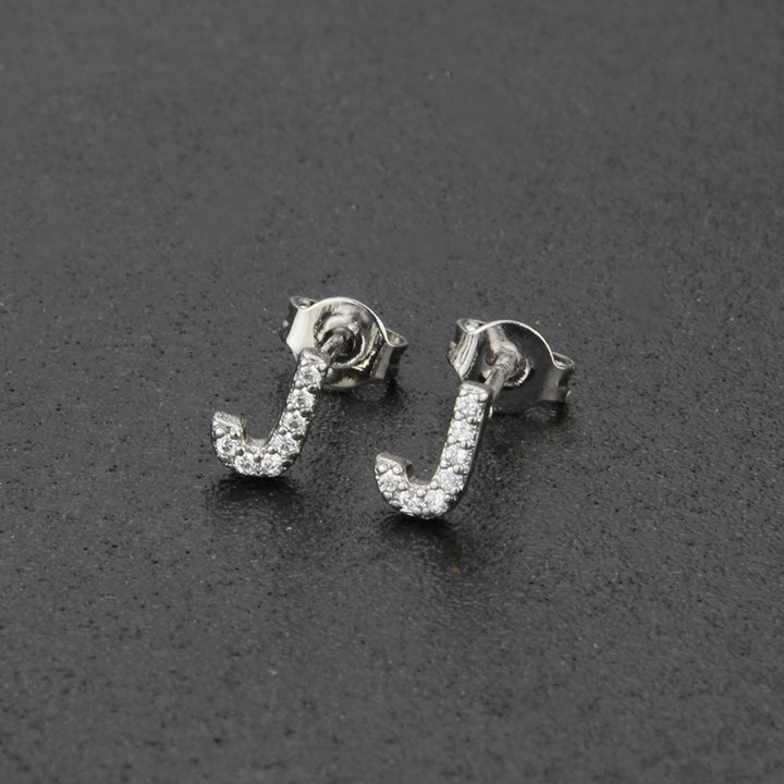18K Gold 26-Letter Full-Diamond Earrings