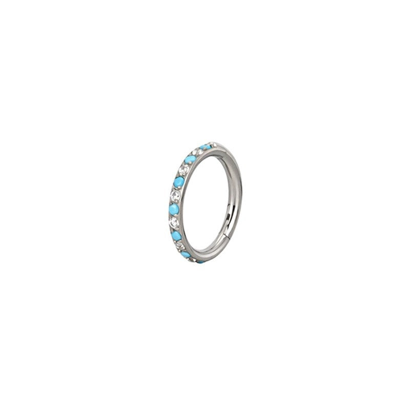Multi-Color Paved Diamond Circular Multi-Purpose Earring/Nose Ring S925 Silver High-End Piercing Jewelry