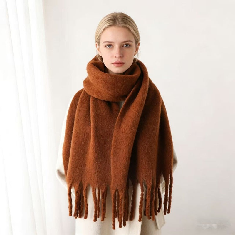 Multi-Color Fuzzy Fringe Winter Scarf - Light Luxury Warm Soft Wrap