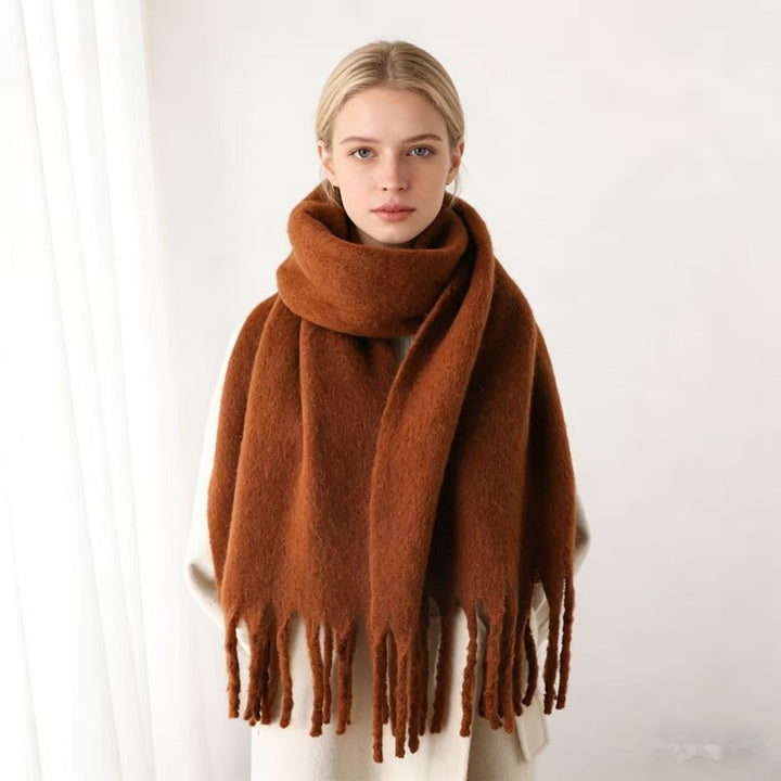 Multi-Color Fuzzy Fringe Winter Scarf - Light Luxury Warm Soft Wrap