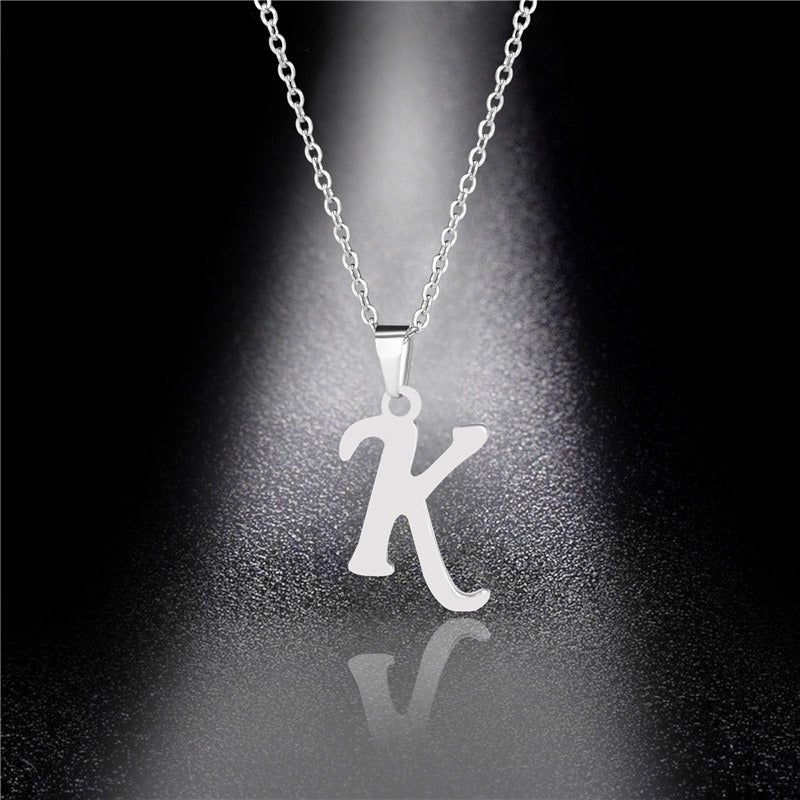 26 Letters Optional Minimalist Silver Necklace - Unisex Personalized Custom Initial Name Accessory