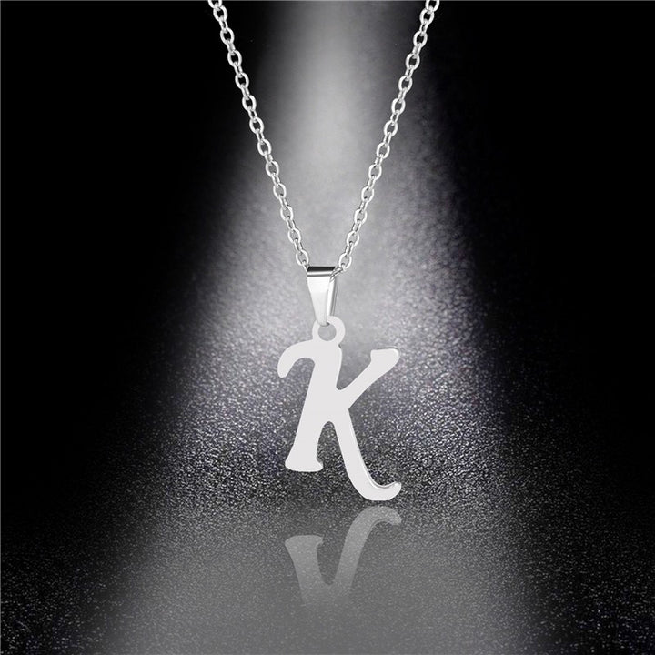 26 Letters Optional Minimalist Silver Necklace - Unisex Personalized Custom Initial Name Accessory
