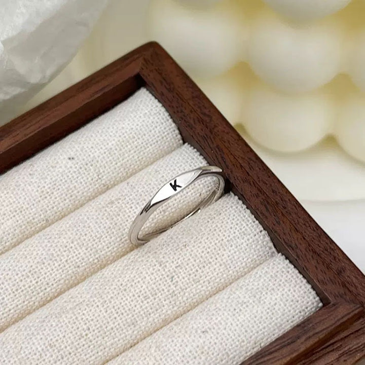 S925 Silver 18K Gold 26-Letter Minimalist Plain Band Ring