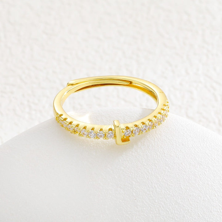 26 Letters Optional Diamond-Encrusted Ring - Gold/Silver Two-Color Women's Light Luxury Minimalist Personalized Accessory