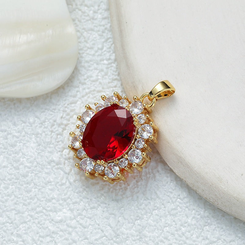 18K Gold Multi-Color Diamond-Paved Color Crystal Pendant Necklace