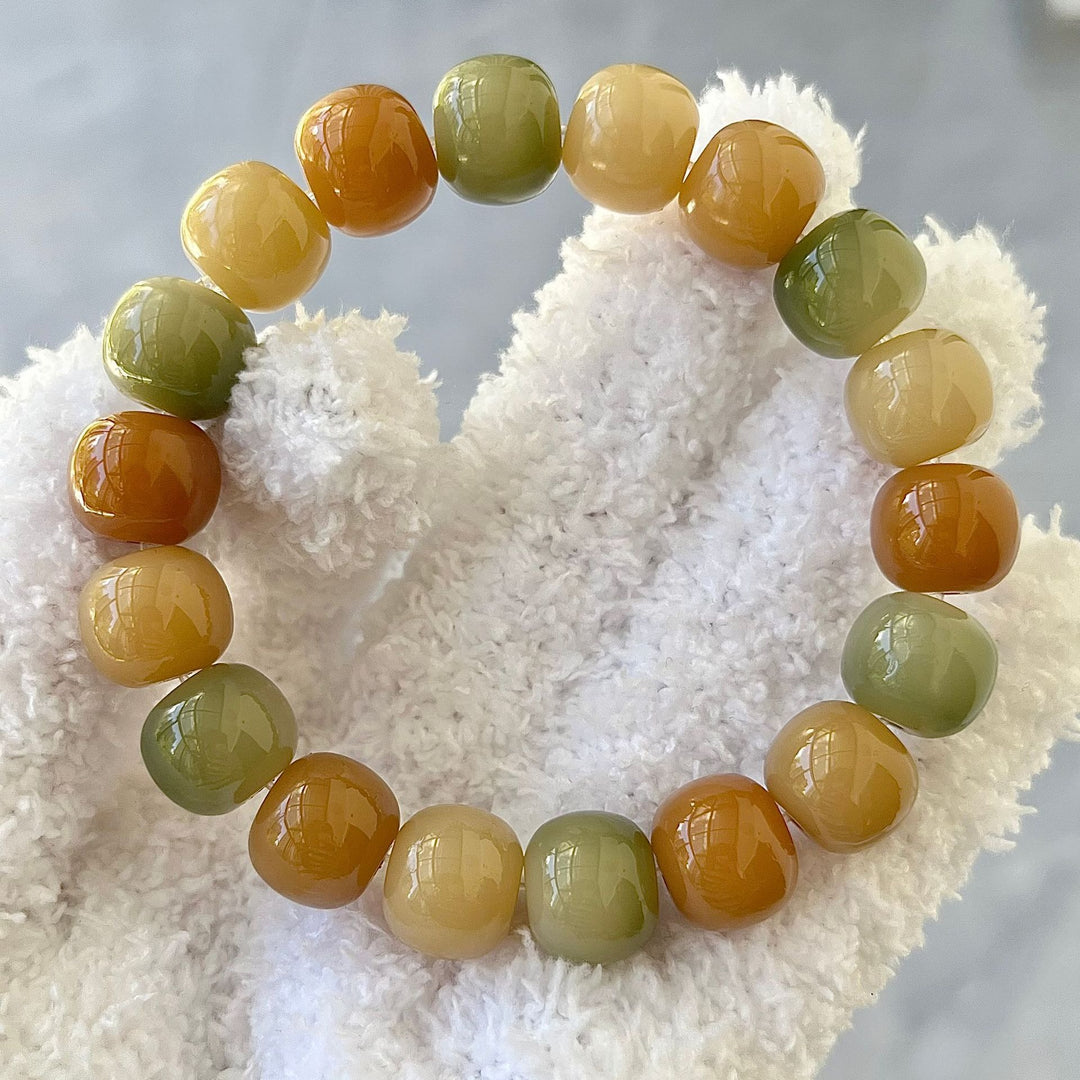 Multi-Color Natural Crystal Barrel Bead Bracelet - Oriental Zen Personalized Bracelet, Unisex Energy Accessory