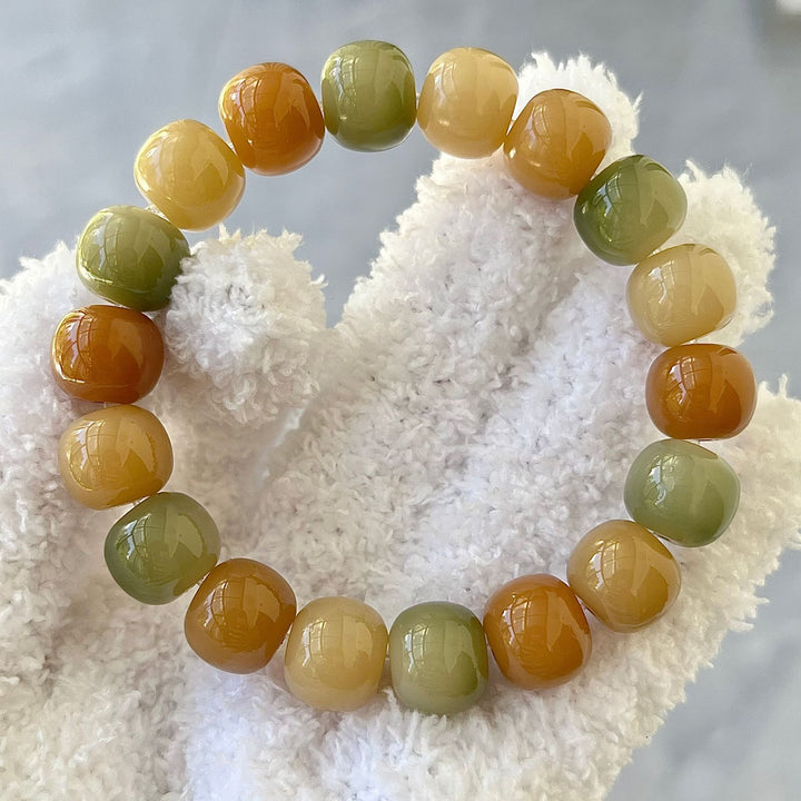 Multi-Color Natural Crystal Barrel Bead Bracelet - Oriental Zen Personalized Bracelet, Unisex Energy Accessory