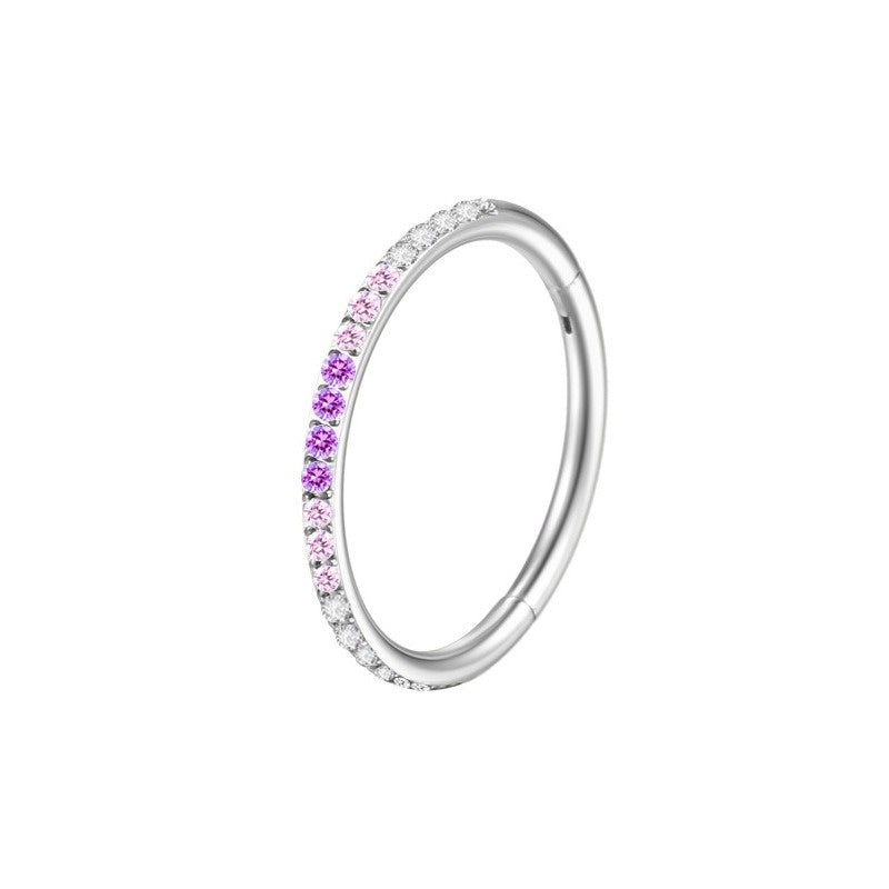 Multi-Color Paved Diamond Circular Multi-Purpose Earring/Nose Ring S925 Silver High-End Piercing Jewelry