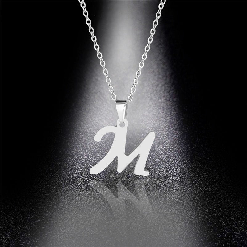 26 Letters Optional Minimalist Silver Necklace - Unisex Personalized Custom Initial Name Accessory