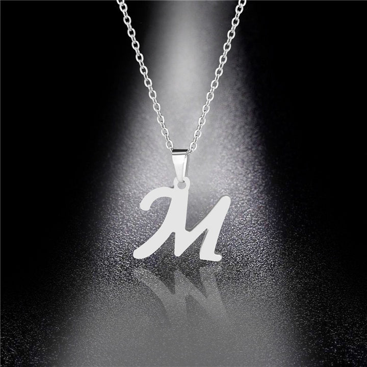 26 Letters Optional Minimalist Silver Necklace - Unisex Personalized Custom Initial Name Accessory