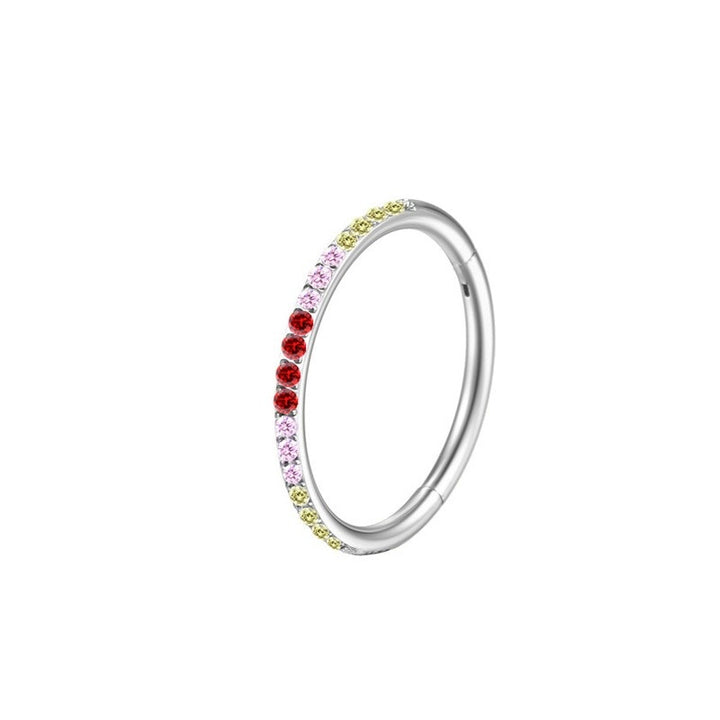 Multi-Color Paved Diamond Circular Multi-Purpose Earring/Nose Ring S925 Silver High-End Piercing Jewelry