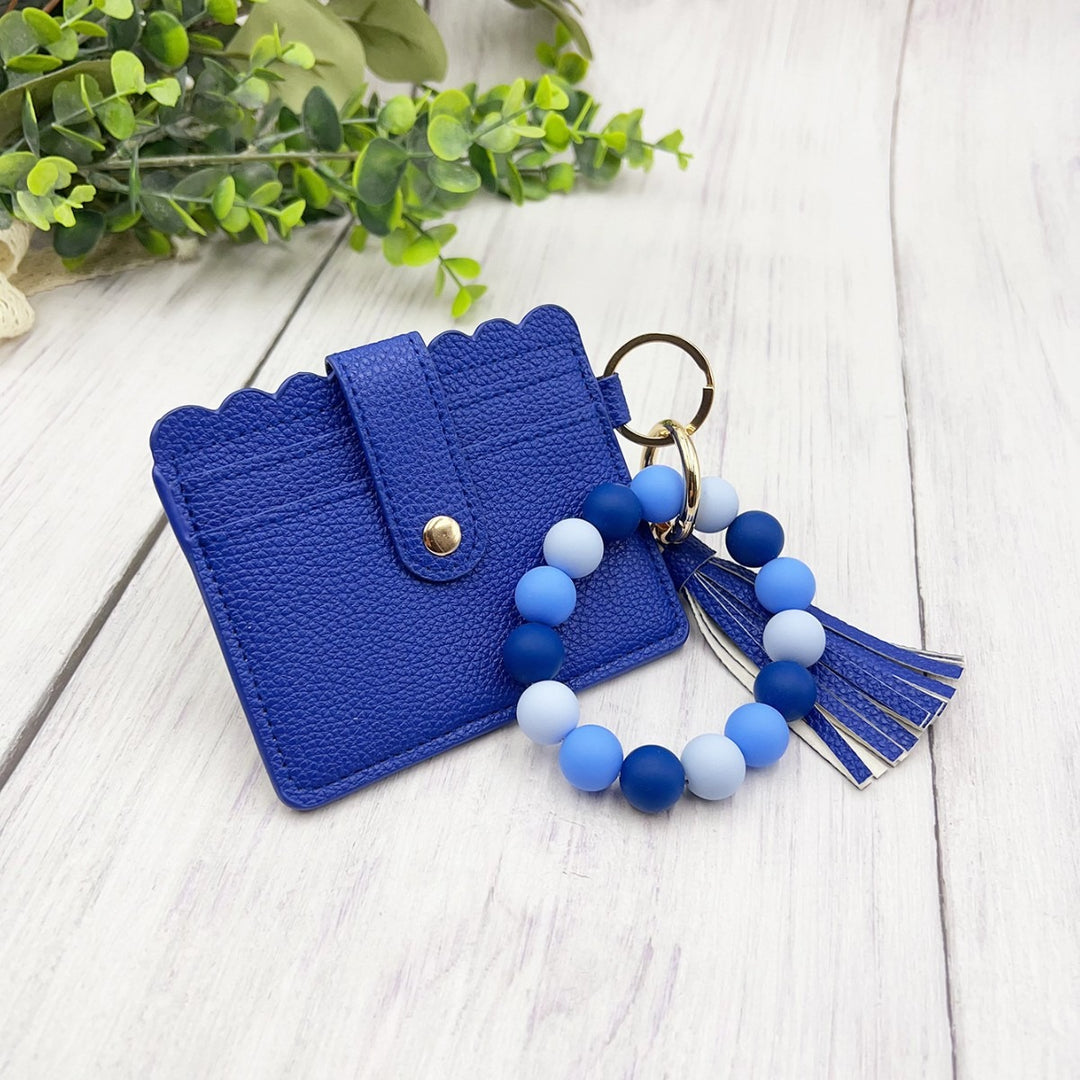 Multi-Color Leather Card Holder + Silicone Bead Tassel Charm - Light Luxury Minimalist Portable Coin Purse
