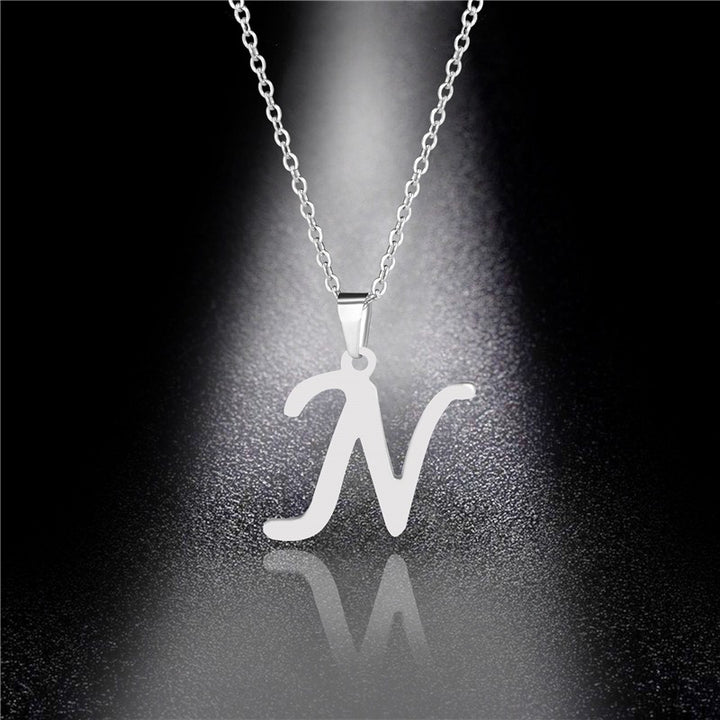 26 Letters Optional Minimalist Silver Necklace - Unisex Personalized Custom Initial Name Accessory