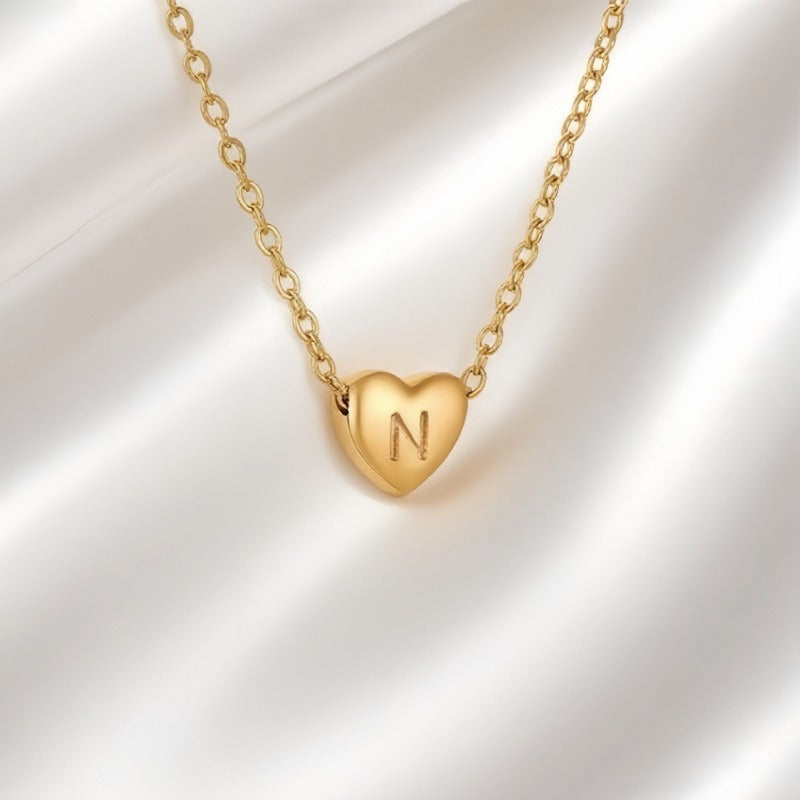 26 Letters Optional Heart Necklace - Women's Light Luxury Romantic Heart-Shaped Letter Accessory