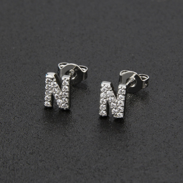 18K Gold 26-Letter Full-Diamond Earrings