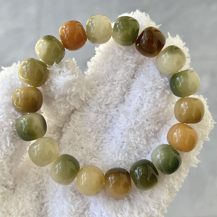 Multi-Color Natural Crystal Barrel Bead Bracelet - Oriental Zen Personalized Bracelet, Unisex Energy Accessory