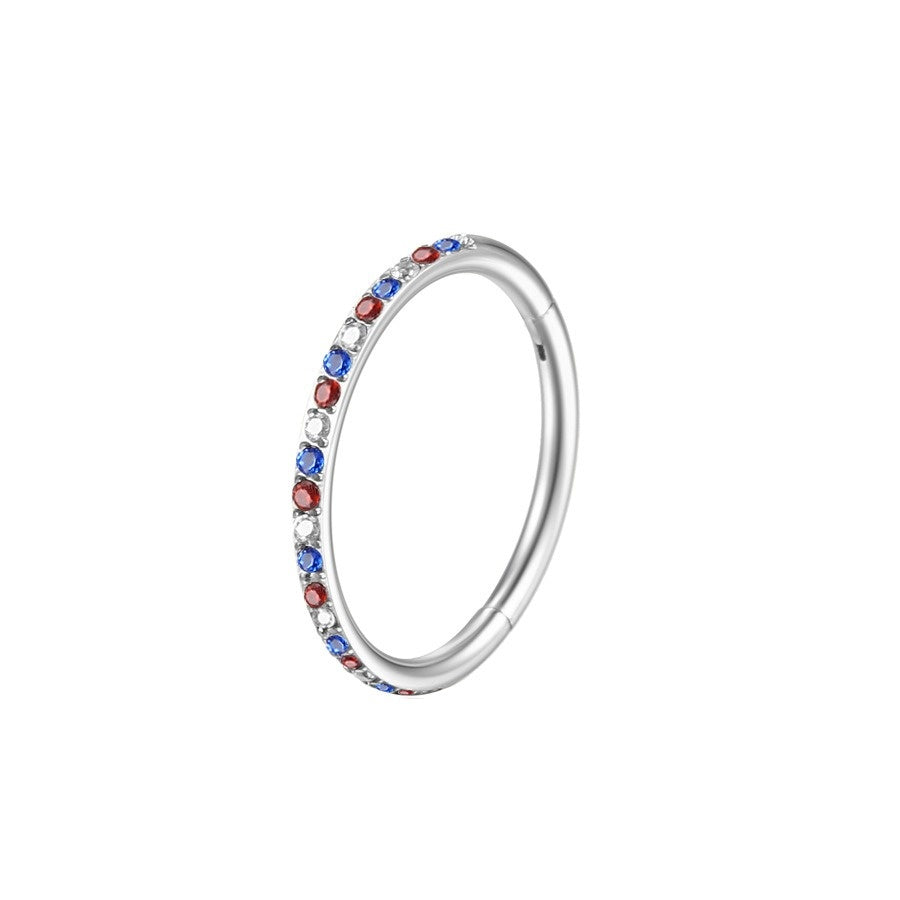 Multi-Color Paved Diamond Circular Multi-Purpose Earring/Nose Ring S925 Silver High-End Piercing Jewelry