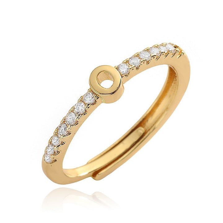 26 Letters Optional Diamond-Encrusted Ring - Gold/Silver Two-Color Women's Light Luxury Minimalist Personalized Accessory