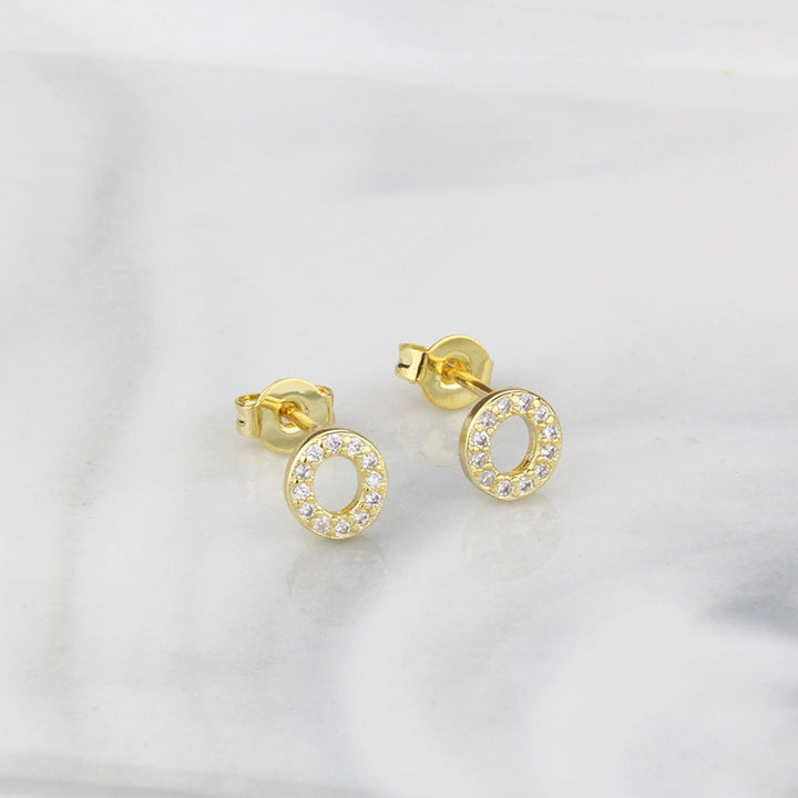 18K Gold 26-Letter Full-Diamond Earrings