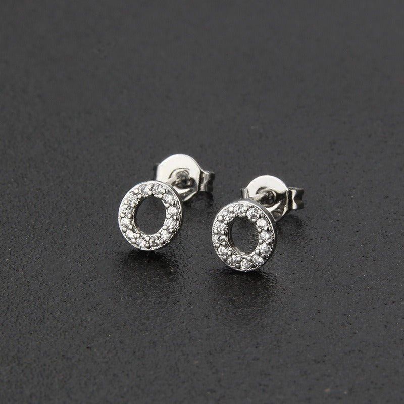 18K Gold 26-Letter Full-Diamond Earrings