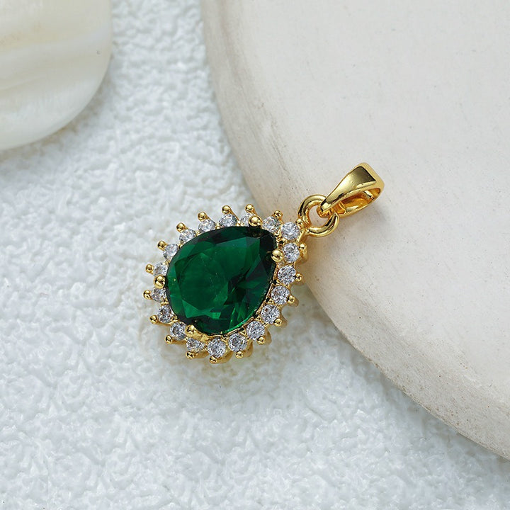 18K Gold Multi-Color Diamond-Paved Color Crystal Pendant Necklace