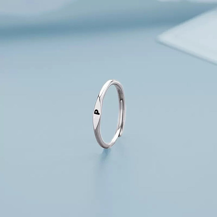 S925 Silver 18K Gold 26-Letter Minimalist Plain Band Ring