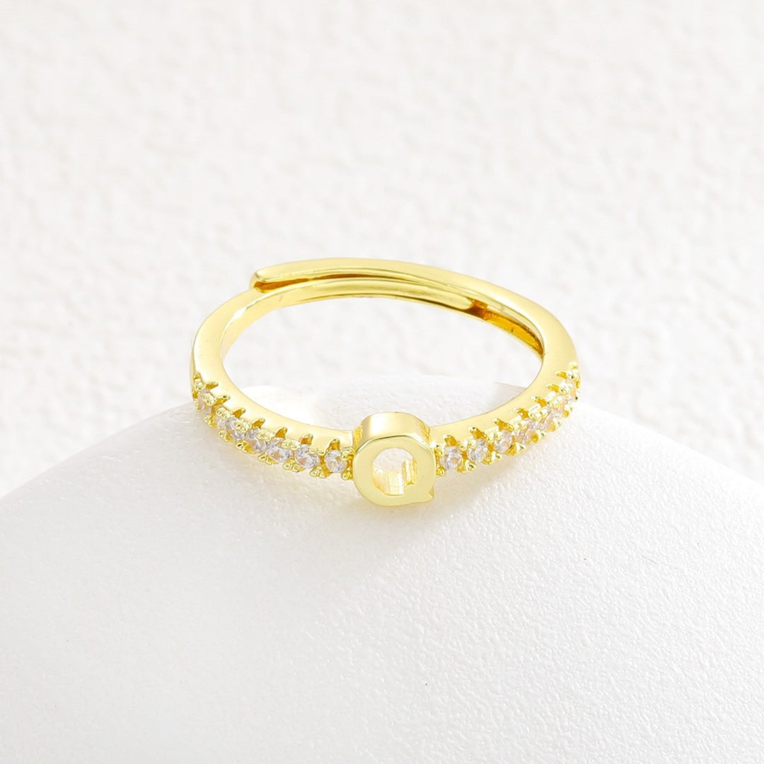 26 Letters Optional Diamond-Encrusted Ring - Gold/Silver Two-Color Women's Light Luxury Minimalist Personalized Accessory