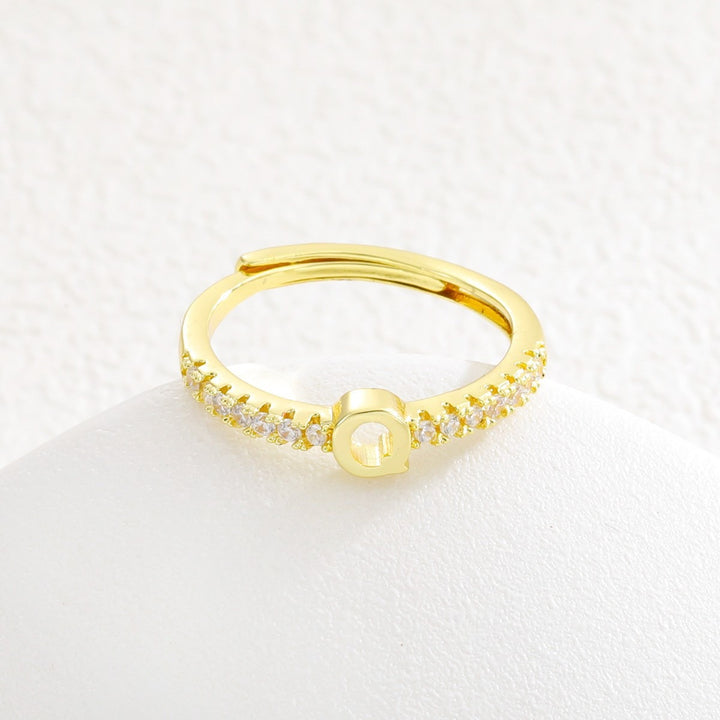 26 Letters Optional Diamond-Encrusted Ring - Gold/Silver Two-Color Women's Light Luxury Minimalist Personalized Accessory