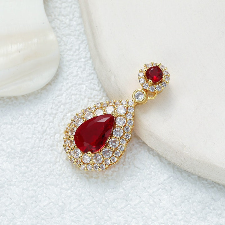 18K Gold Multi-Color Diamond-Paved Color Crystal Pendant Necklace
