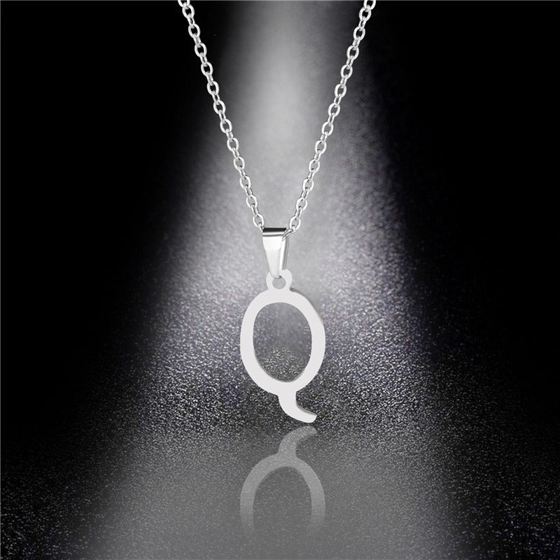 26 Letters Optional Minimalist Silver Necklace - Unisex Personalized Custom Initial Name Accessory