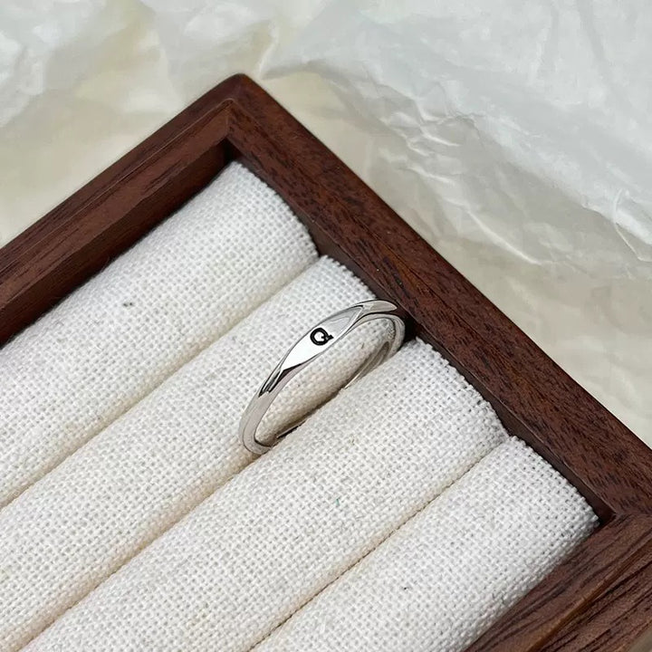 S925 Silver 18K Gold 26-Letter Minimalist Plain Band Ring
