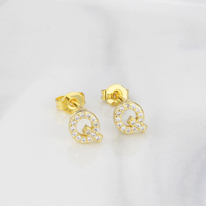 18K Gold 26-Letter Full-Diamond Earrings