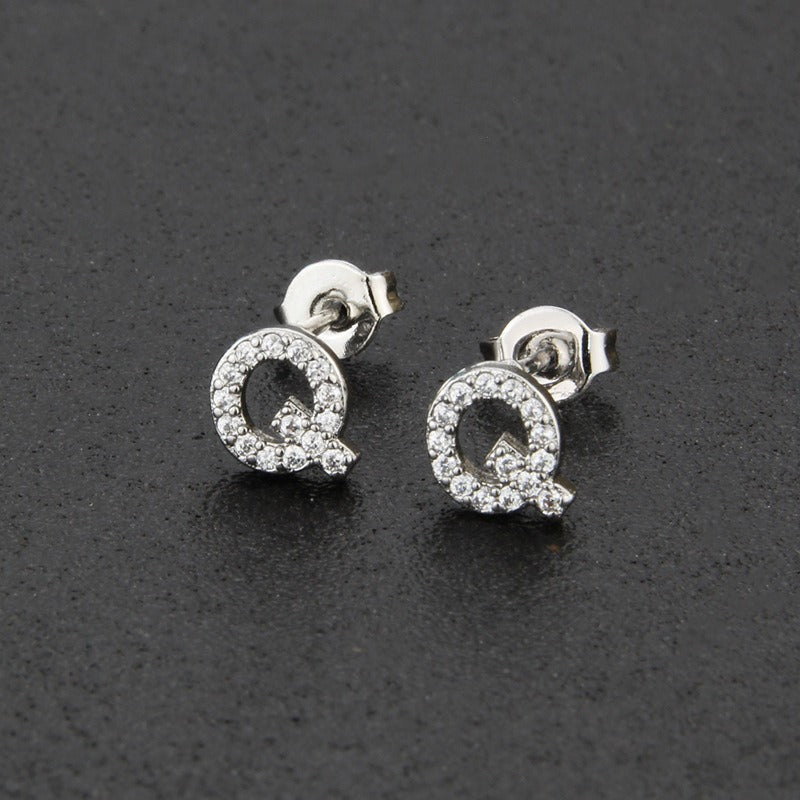 18K Gold 26-Letter Full-Diamond Earrings