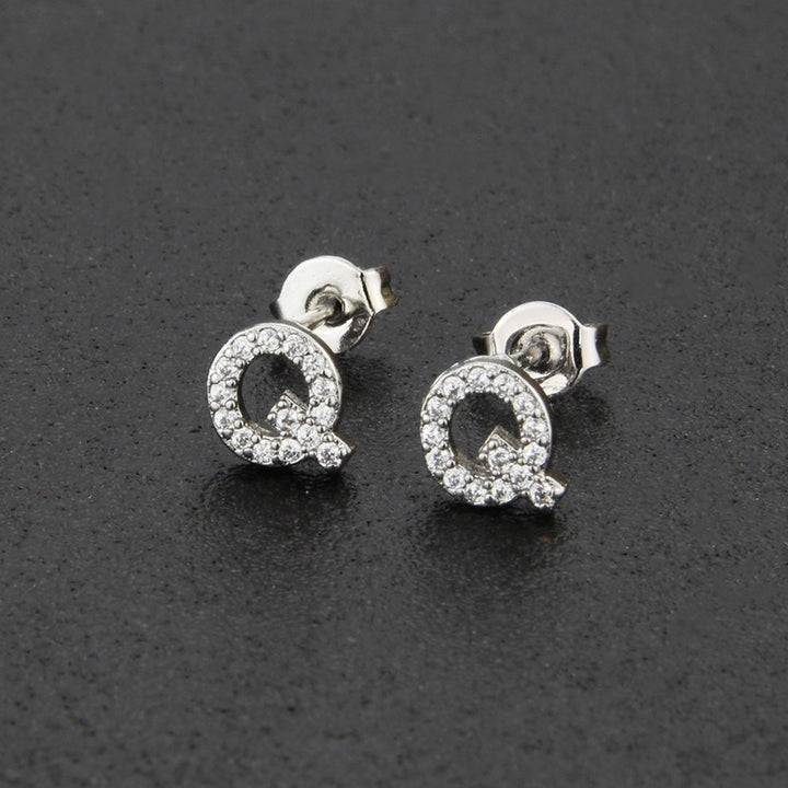 18K Gold 26-Letter Full-Diamond Earrings