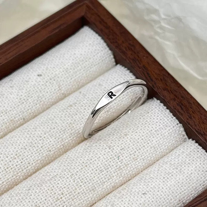 S925 Silver 18K Gold 26-Letter Minimalist Plain Band Ring