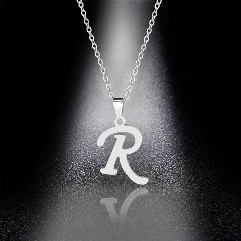 26 Letters Optional Minimalist Silver Necklace - Unisex Personalized Custom Initial Name Accessory