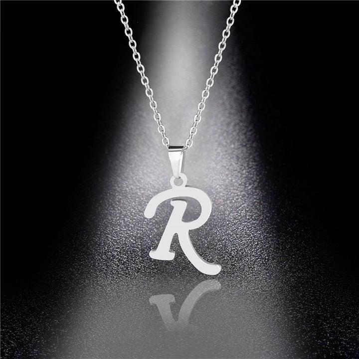 26 Letters Optional Minimalist Silver Necklace - Unisex Personalized Custom Initial Name Accessory