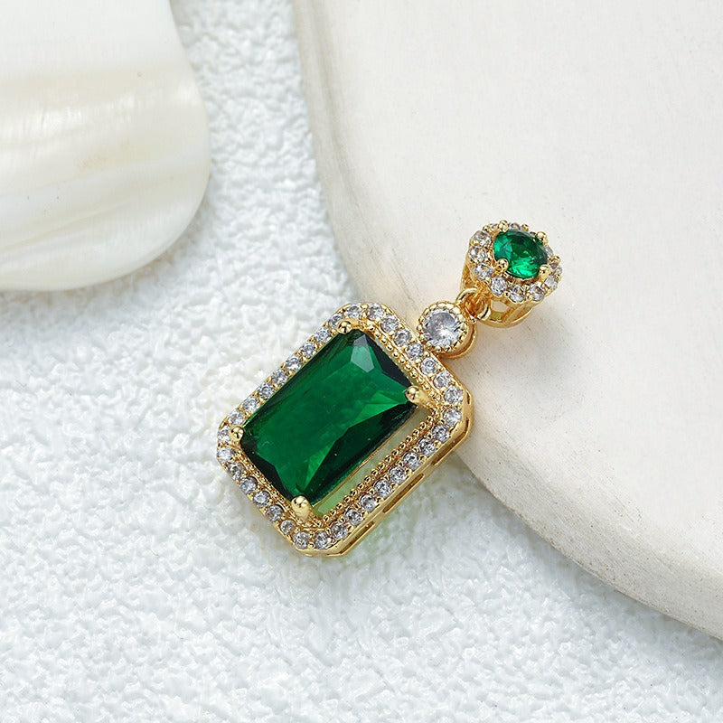 18K Gold Multi-Color Diamond-Paved Color Crystal Pendant Necklace